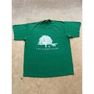 Vintage A Day In Horse Country Graphic T-Shirt Green XL Jerzees Q3